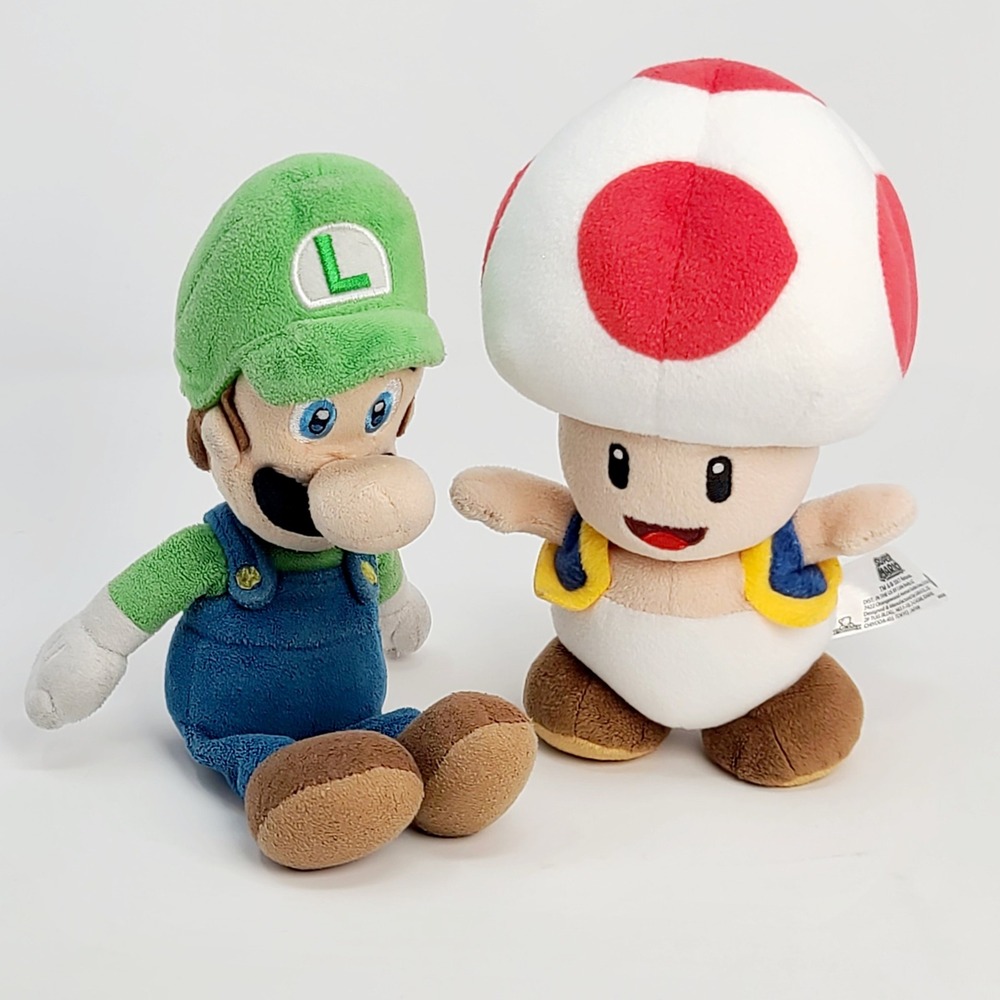 Nintendo Super Mario Luigi Toad Plush Set 7-9" Multi-Color 2017 San-Ei Good